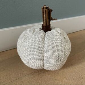 Cream Fabric Textured Pumpkin Decor